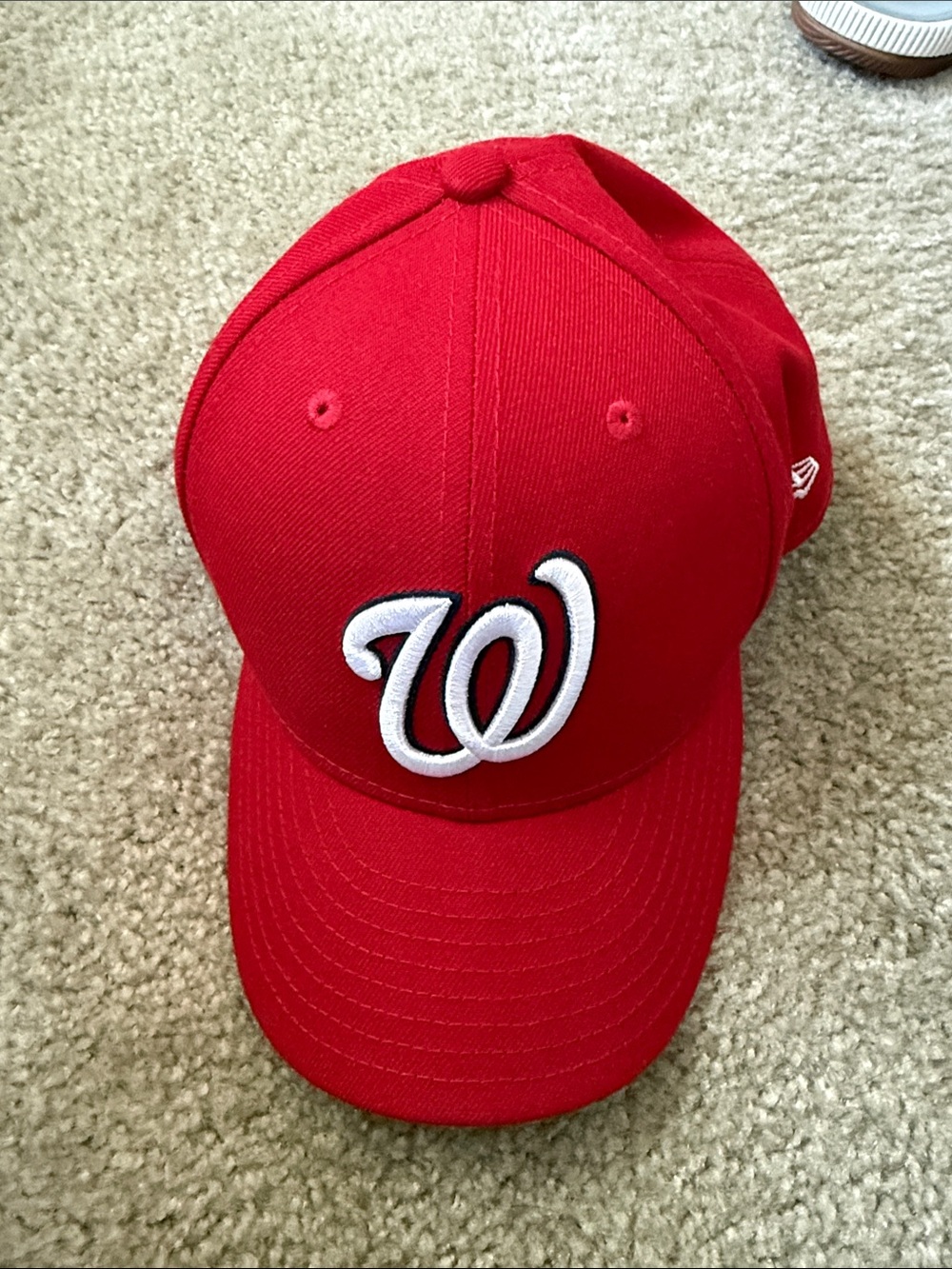 New Era Red Washington Curved Brim Baseball Cap with White Logo